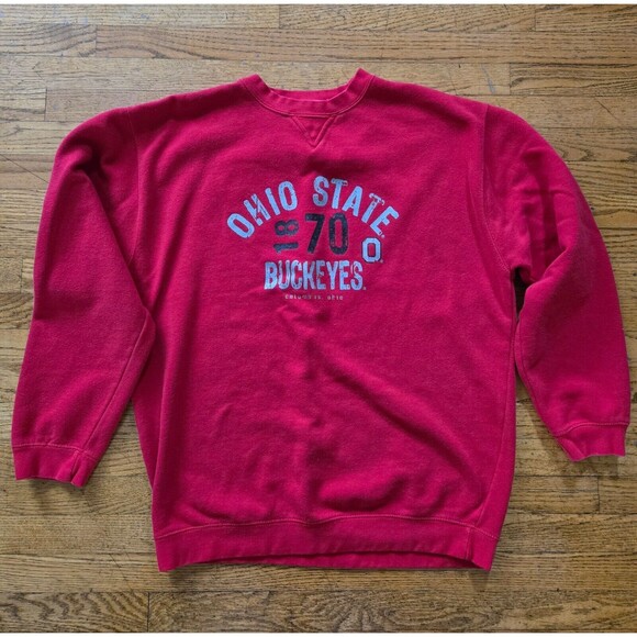 Vtg J America Ohio State Buckeyes Sweatshirt Adult Large Red Pullover Crewneck - Picture 2 of 8